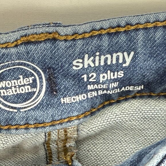 Wonder Nation Jeans Girl Size 12 Plus Skinny Adjustable Waist Denim Blue - Picture 7 of 16